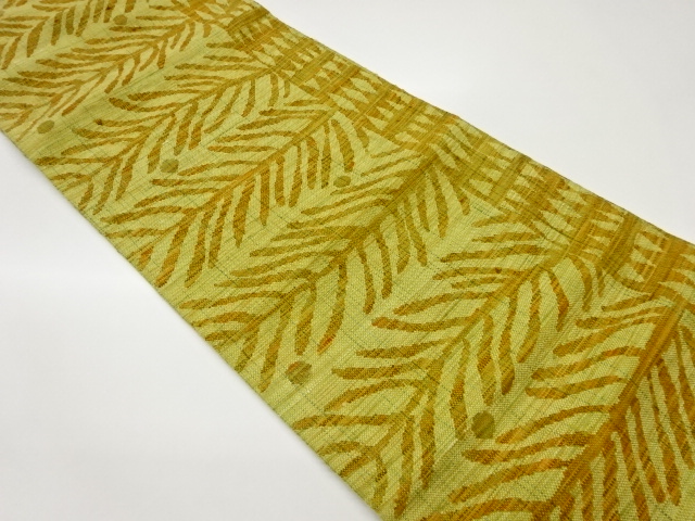 手織り紬植物模様織出し名古屋帯